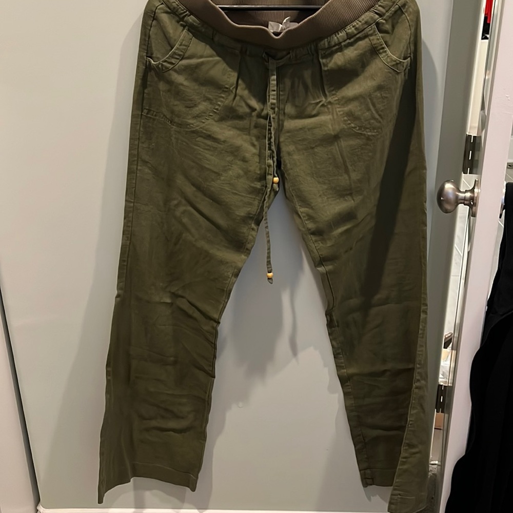 Olive Green Linen Pants